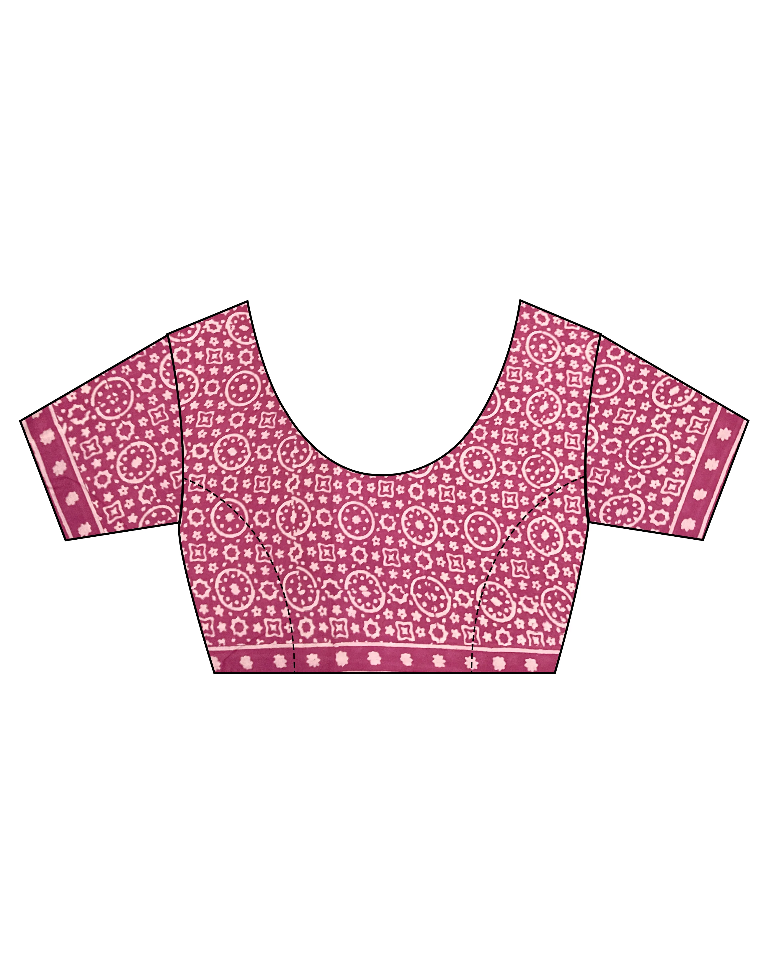 Pink Charm Hand Blockprinted Cotton Saree - Image 7