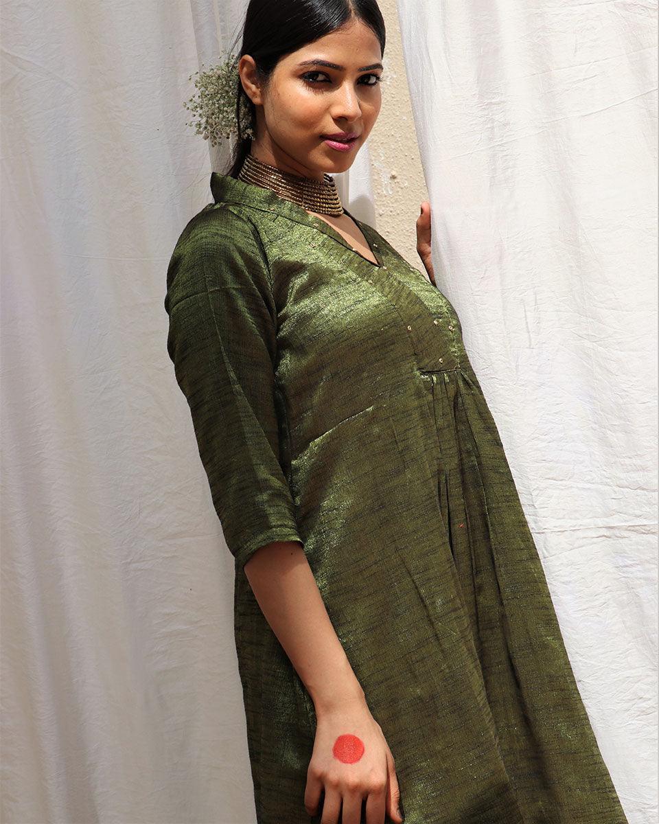 Prithvi Handwoven Cotton Zari Kurta Set - Zari - Image 4