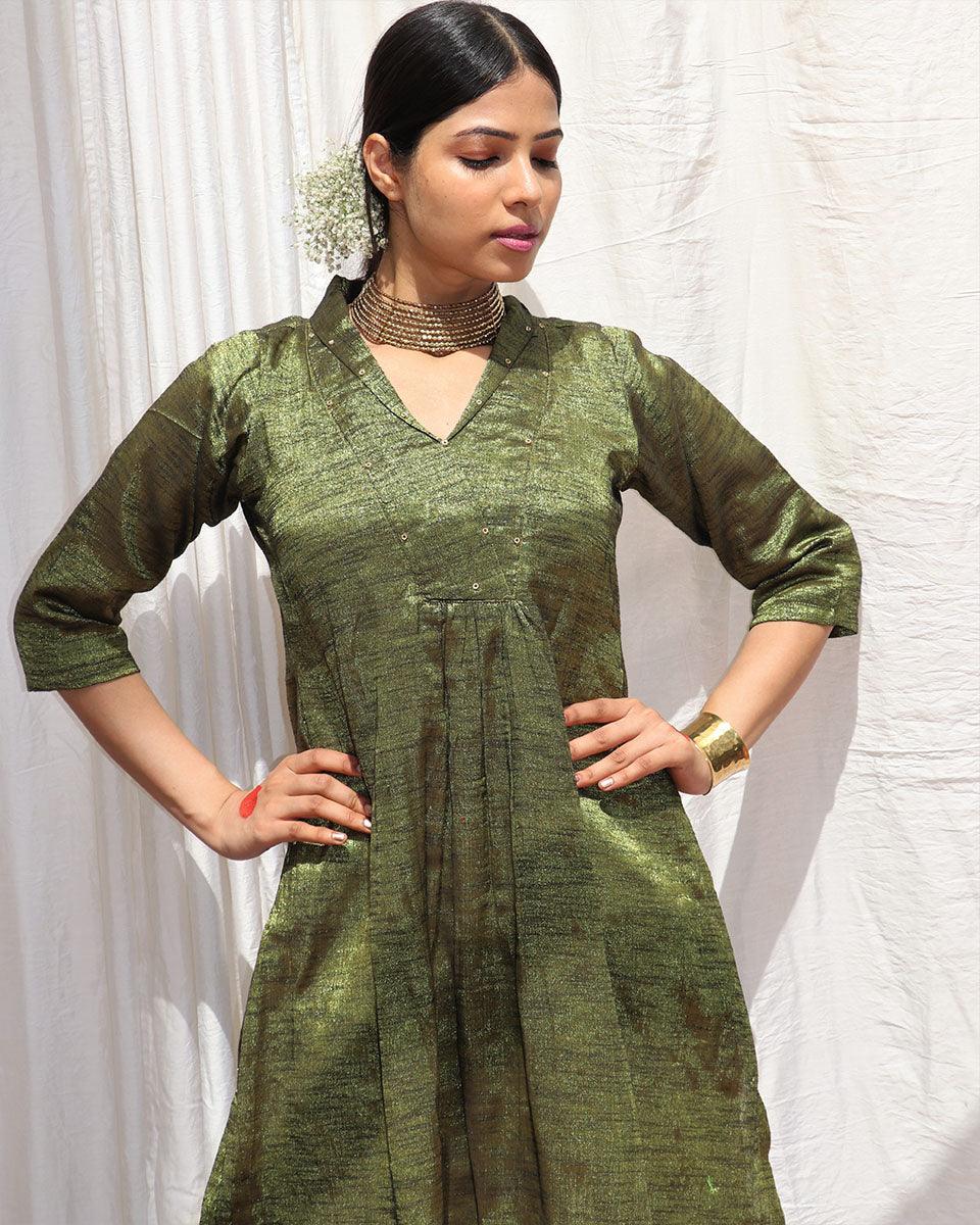 Prithvi Handwoven Cotton Zari Kurta Set - Zari - Image 6