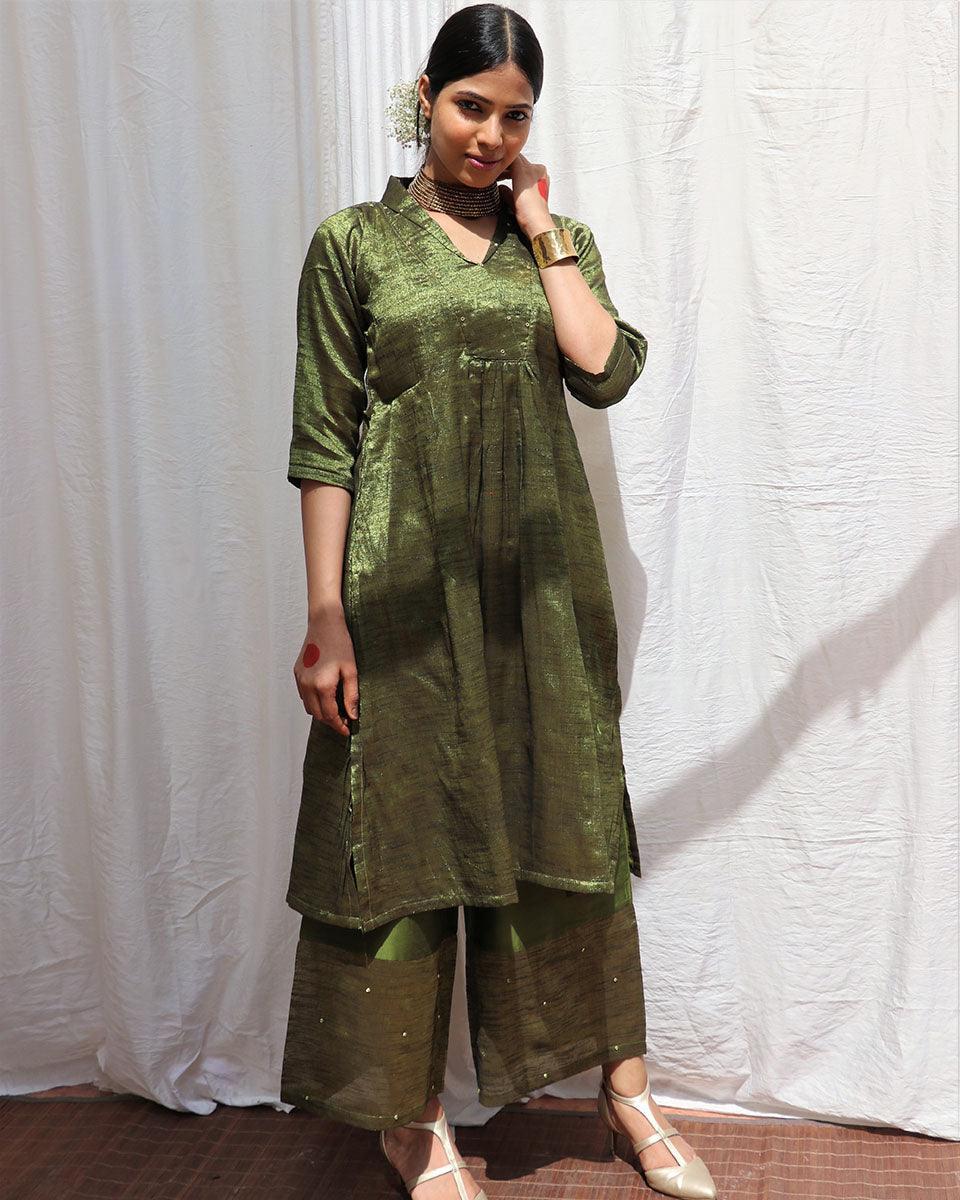 Prithvi Handwoven Cotton Zari Kurta Set - Zari - Image 7