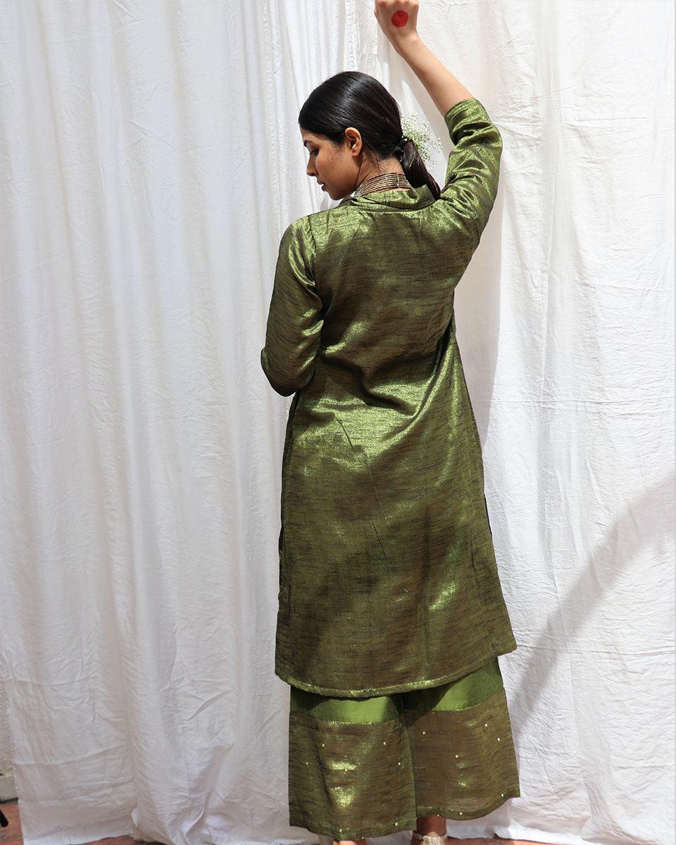 Prithvi Handwoven Cotton Zari Kurta Set - Zari - Image 8