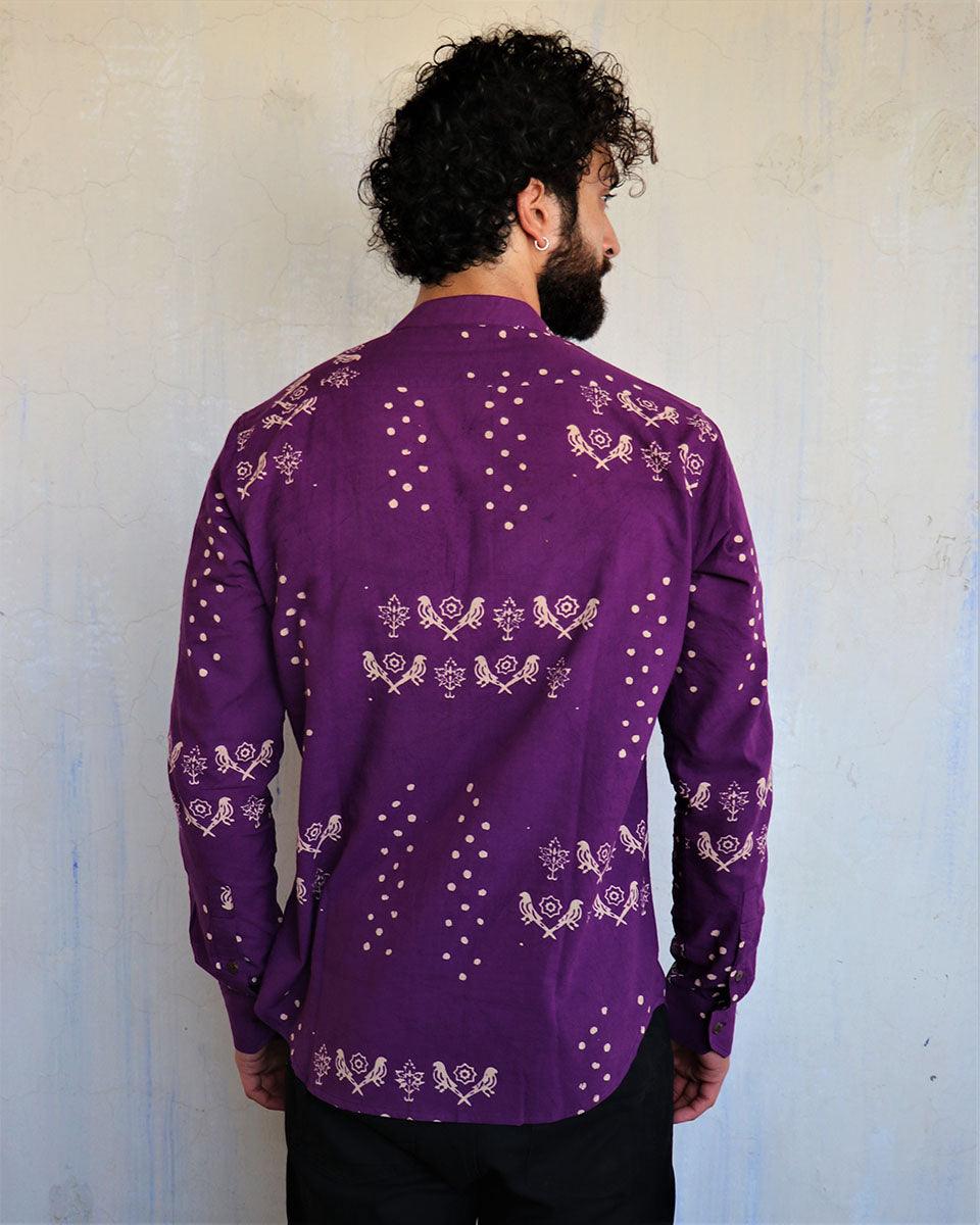 Purple Blockprinted Men's Shirt - Image 7