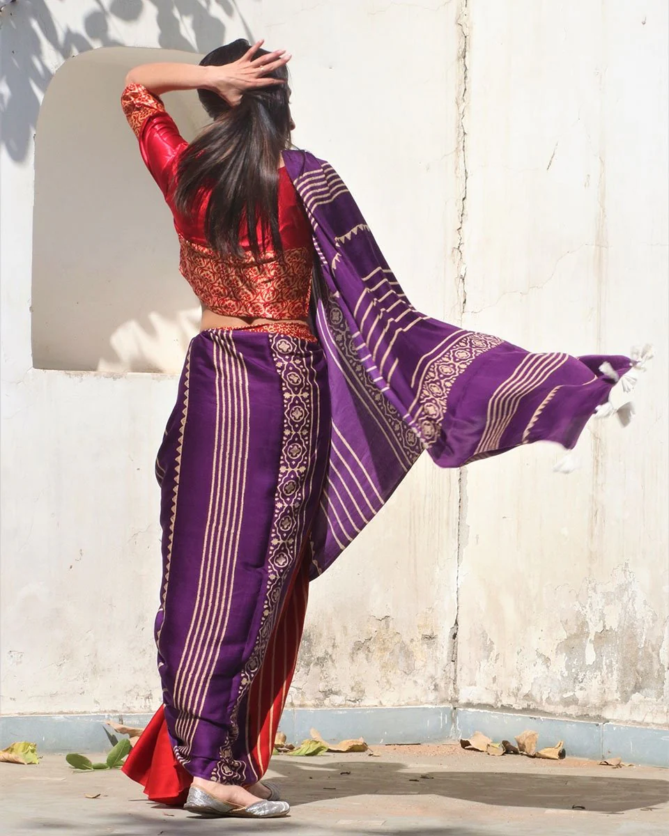 Heba Purple Red Modal Silk Saree - Rang - Image 5
