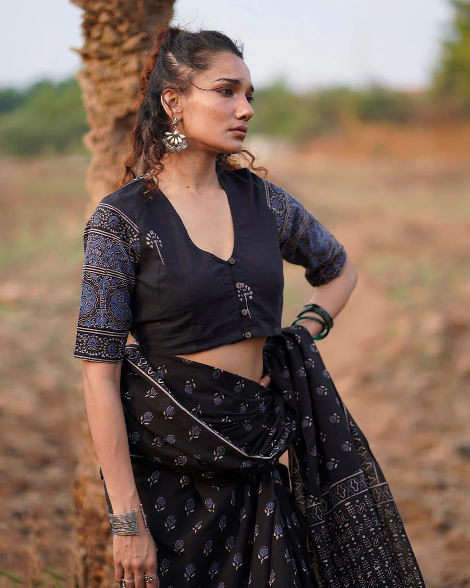 Quiet Eclipse Blockprinted Cotton Blouse-WWB - Image 5