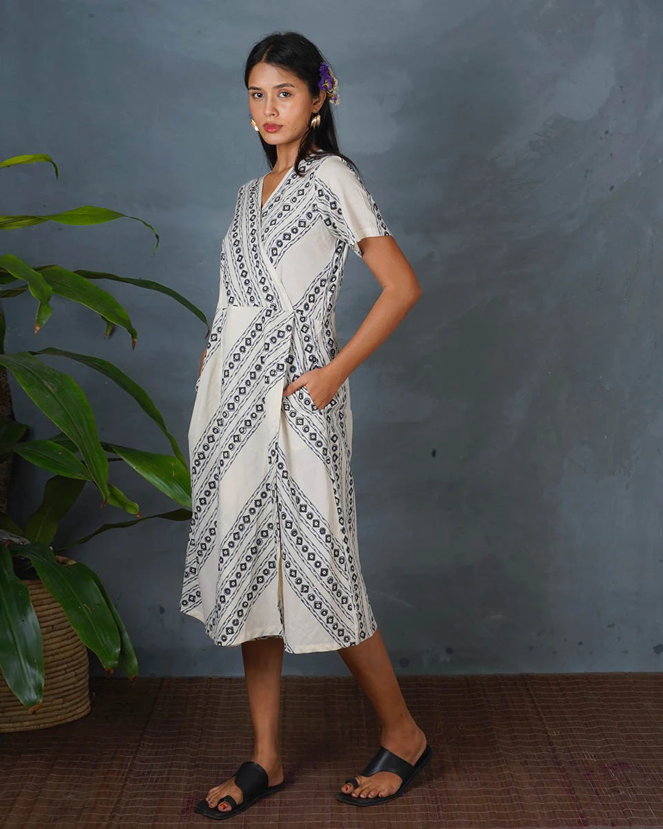 Rain Hush Grey Block Printed Dress - BMS - Image 3