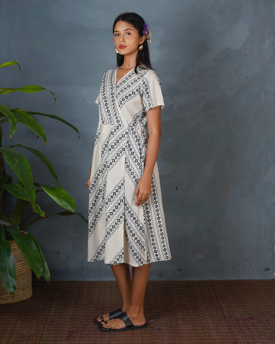 Rain Hush Grey Block Printed Dress - BMS - Image 4