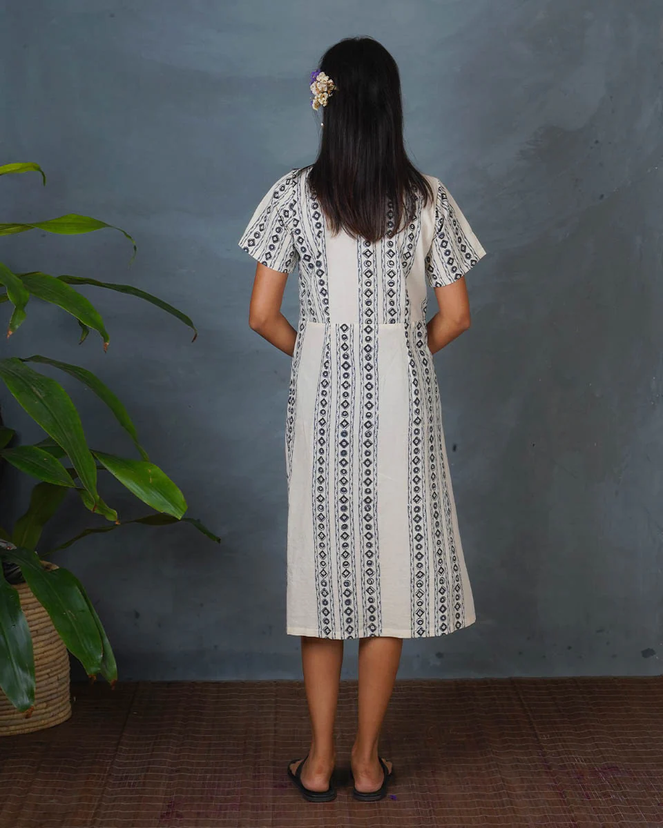 Rain Hush Grey Block Printed Dress - BMS - Image 5