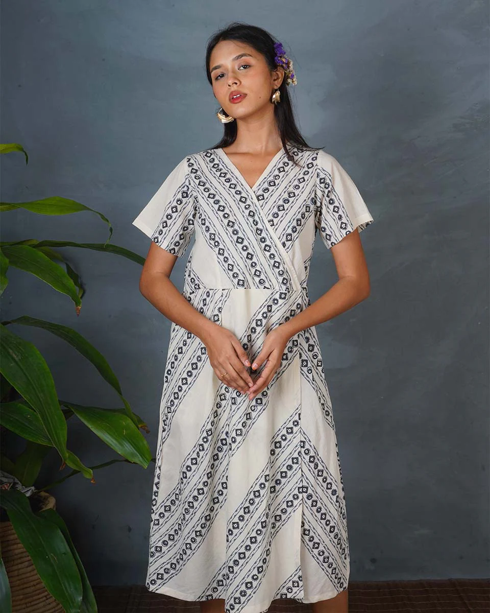 Rain Hush Grey Block Printed Dress - BMS - Image 6