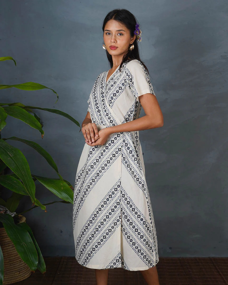 Rain Hush Grey Block Printed Dress - BMS - Image 7