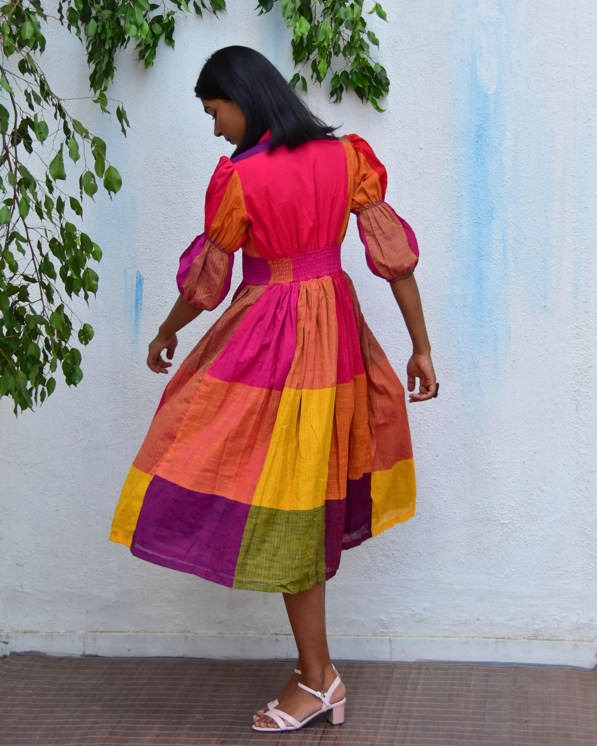 Rainbow Rhapsody Handwoven Cotton Dress - Rc - Image 11