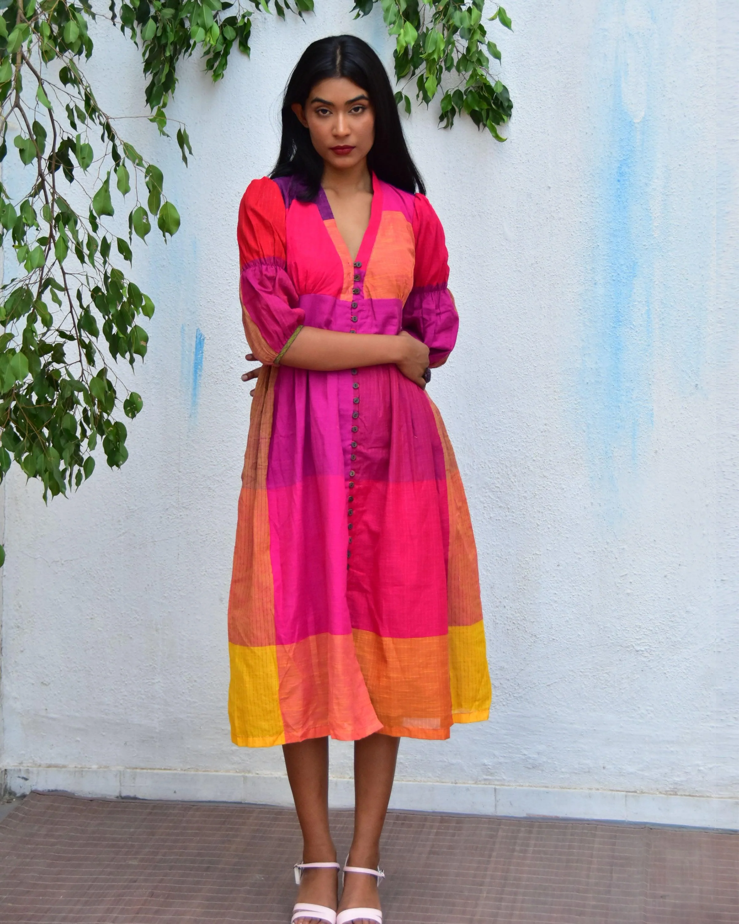 Rainbow Rhapsody Handwoven Cotton Dress - Rc - Image 8