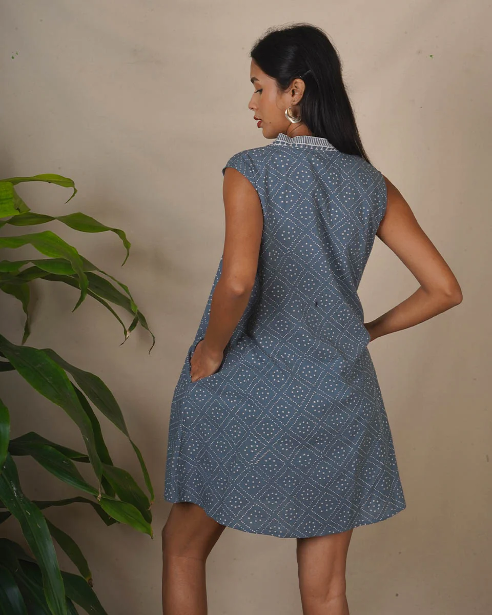 Rainlight Grey Block Printed Dress - BMS - Image 4
