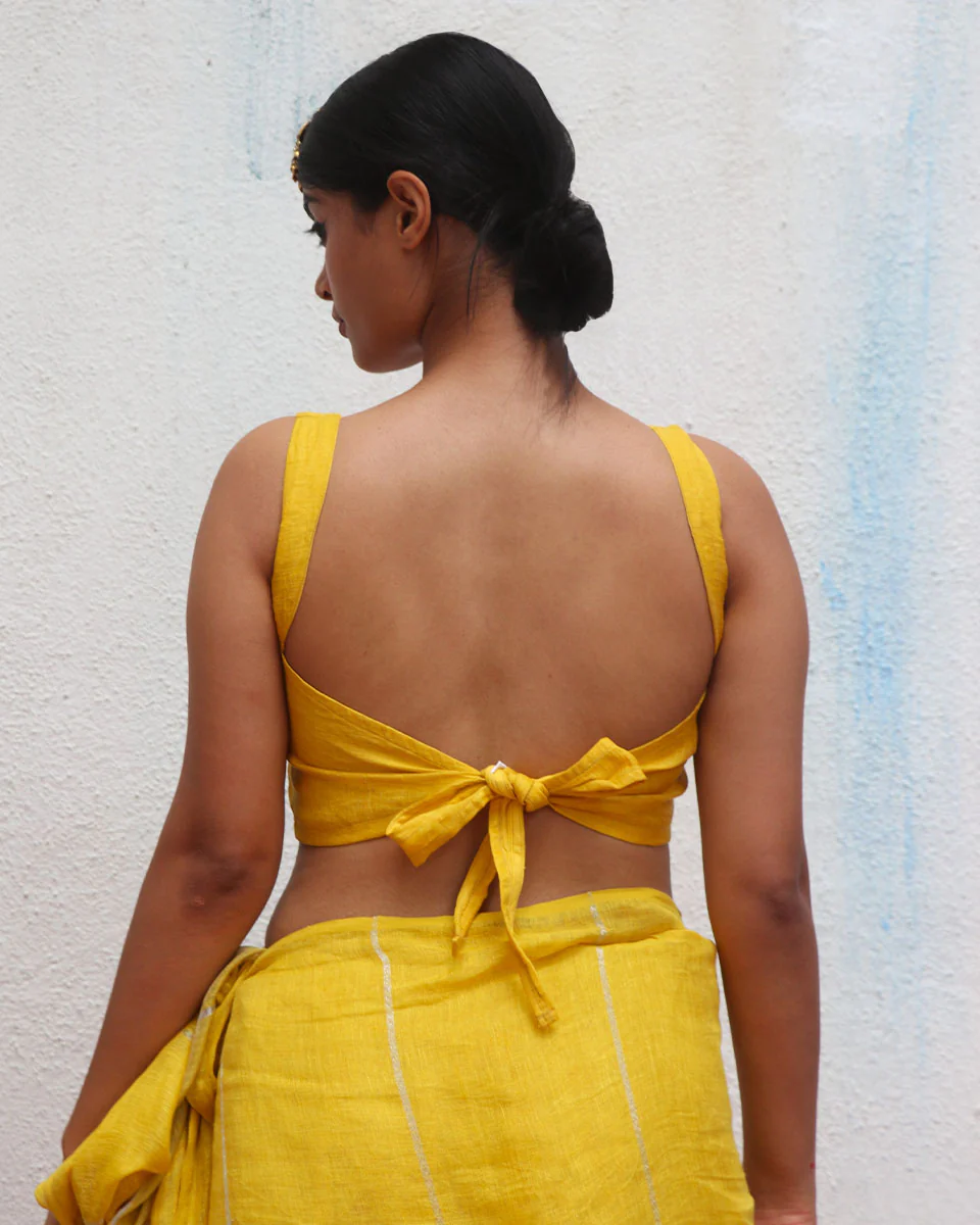 Rashmi Handwoven Linen Zari Blouse - Eknoor - Image 9
