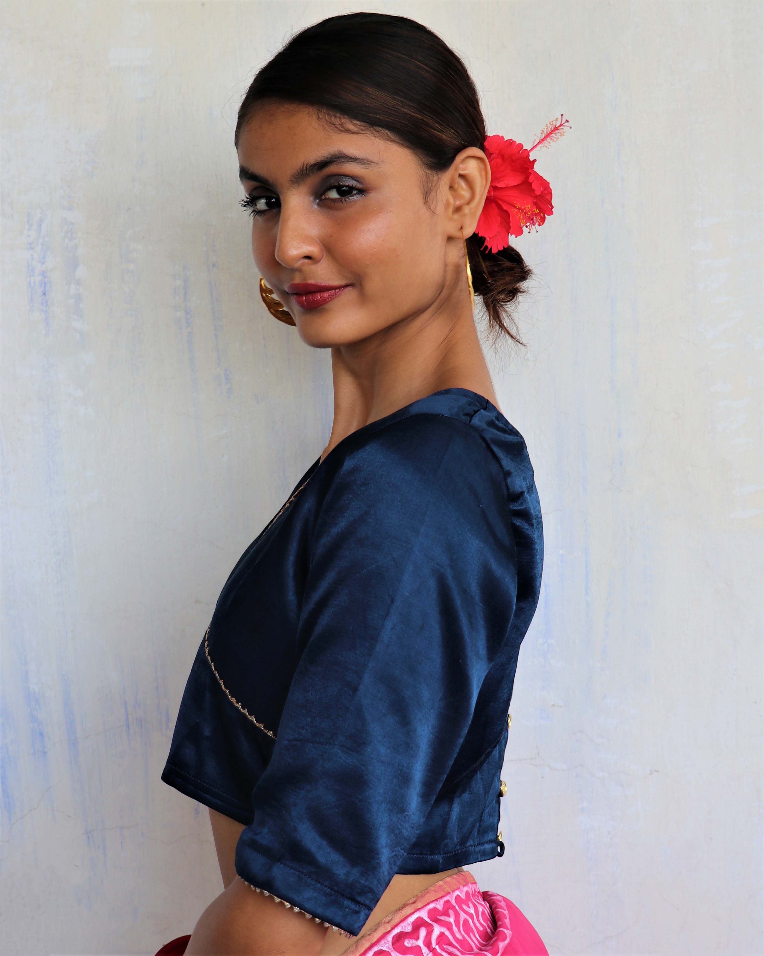 Revati Mashru Silk Blouse- Roshni - Image 4