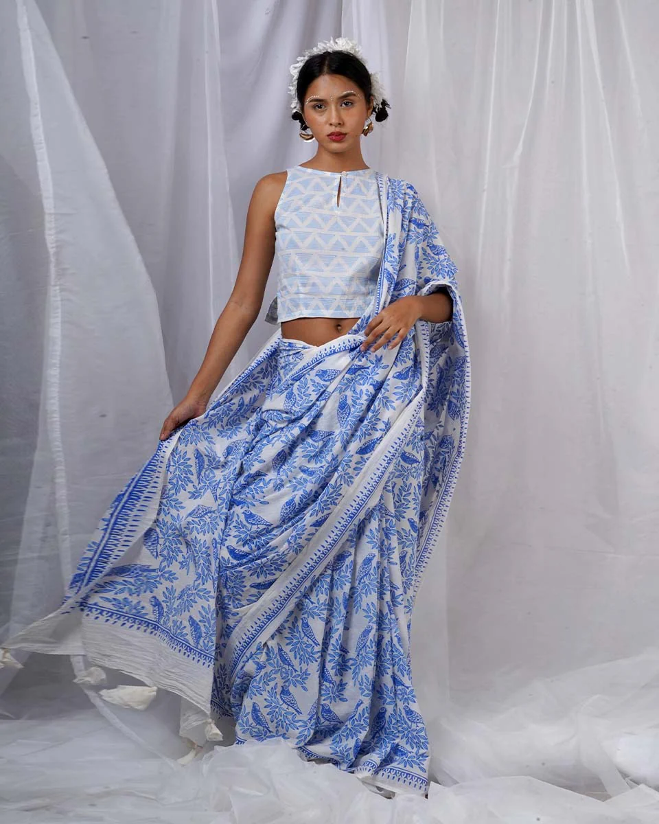 Pihu Ivory Hand Block Printed Blouse-BAD - Image 6