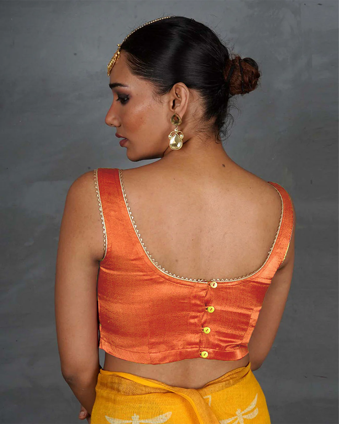 Rivya Orange Mashru Silk Blouse - TARA - Image 3