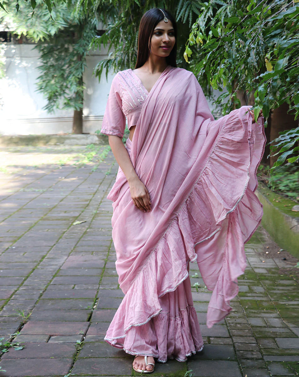 Rose Pink Mulmul Cotton Blouse - Jugnoo - Image 4