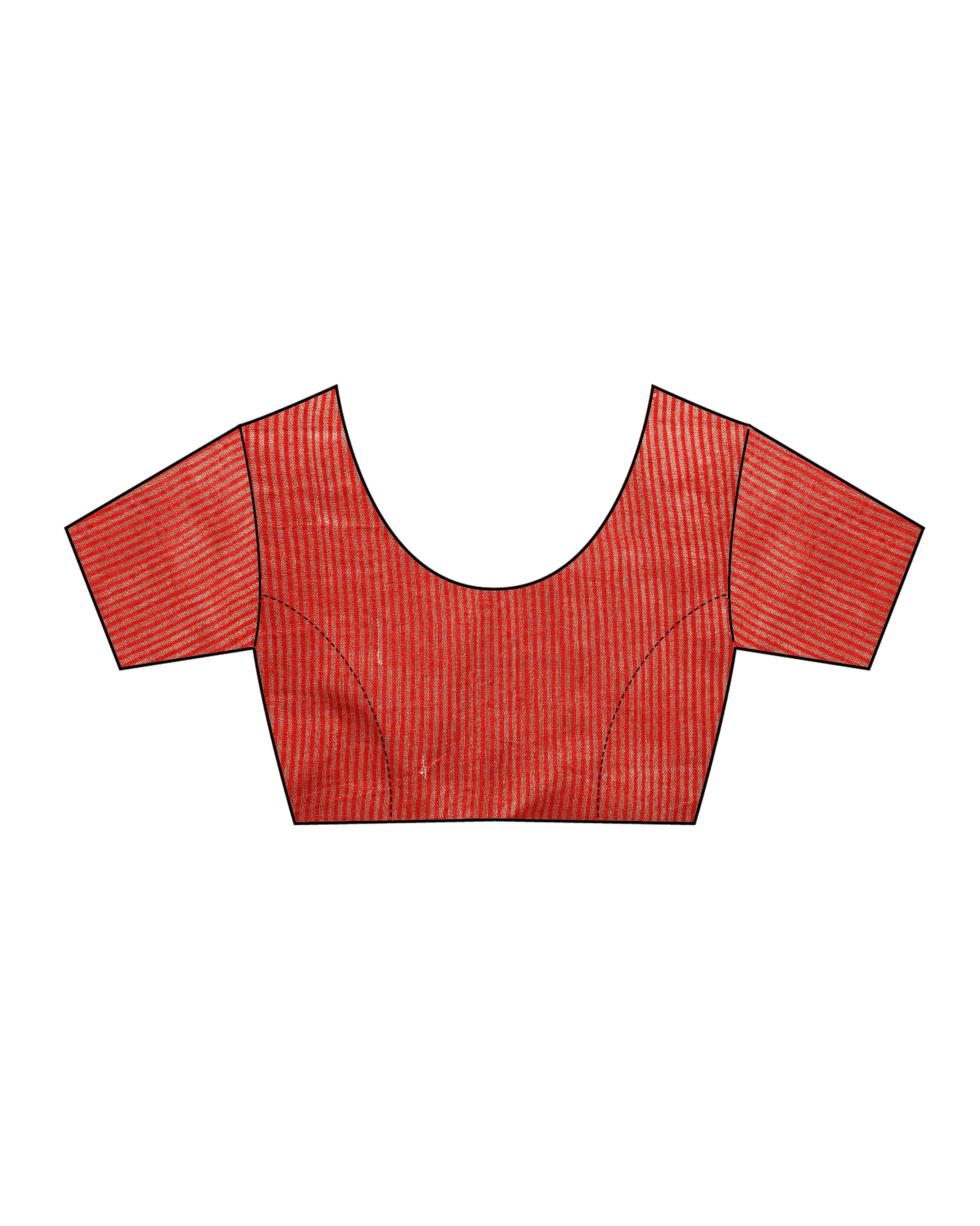 Red Handwoven Linen Zari Saree - TOG - Image 10