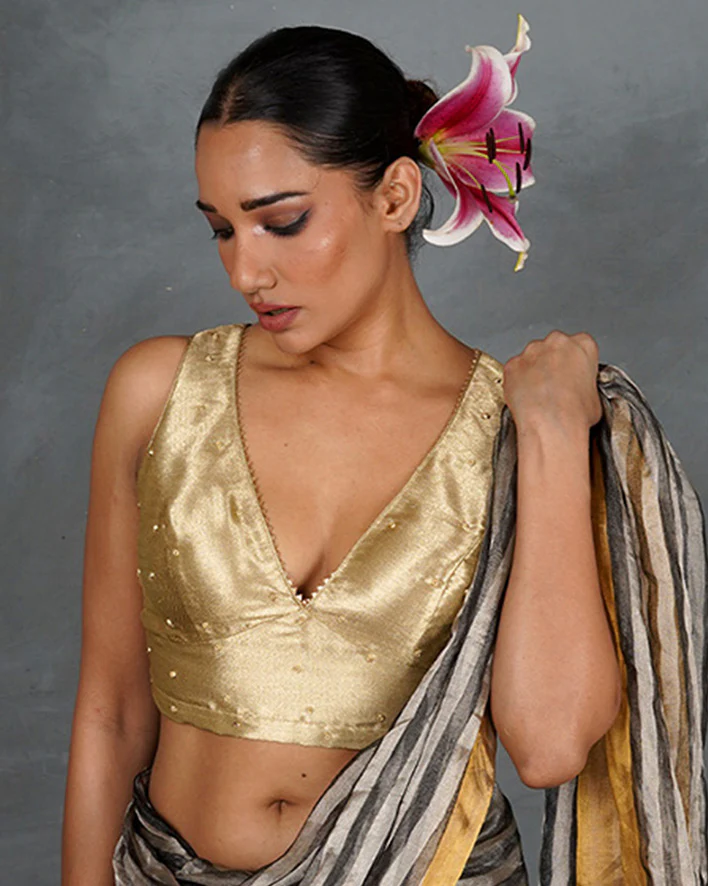 Seek Radiance Golden Tissue Silk Blouse - TARA - Image 4