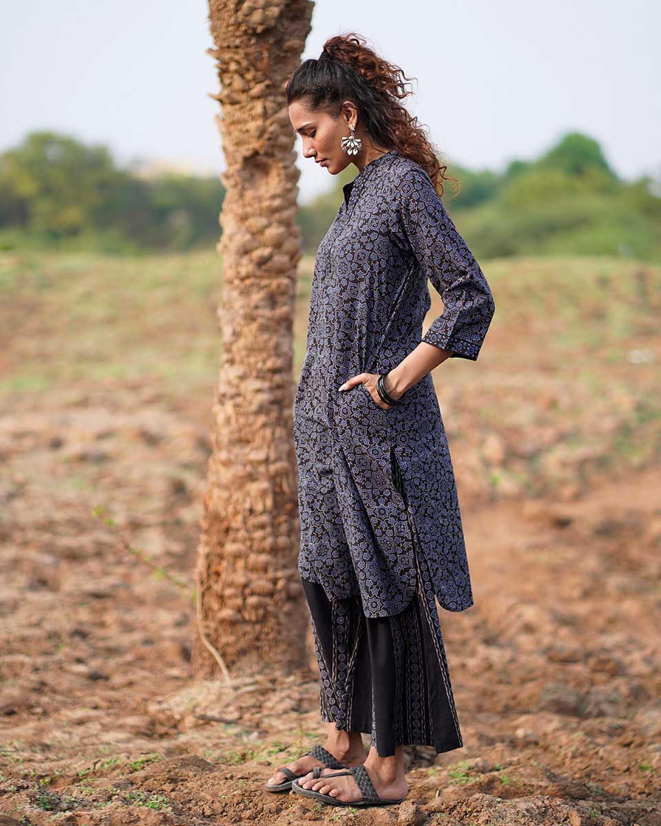 Silky Blooms Blockprinted Cotton Kurti-WWB - Image 10