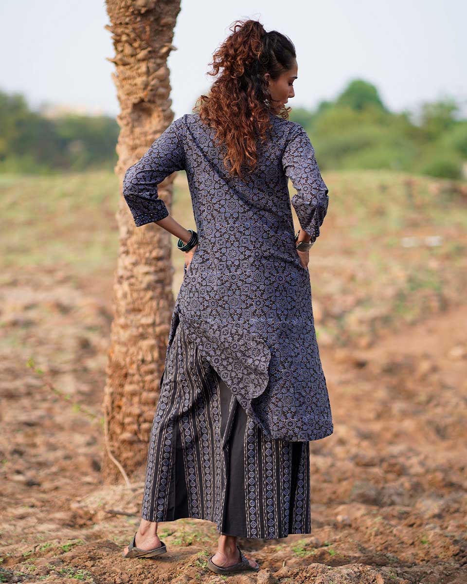 Silky Blooms Blockprinted Cotton Kurti-WWB - Image 8