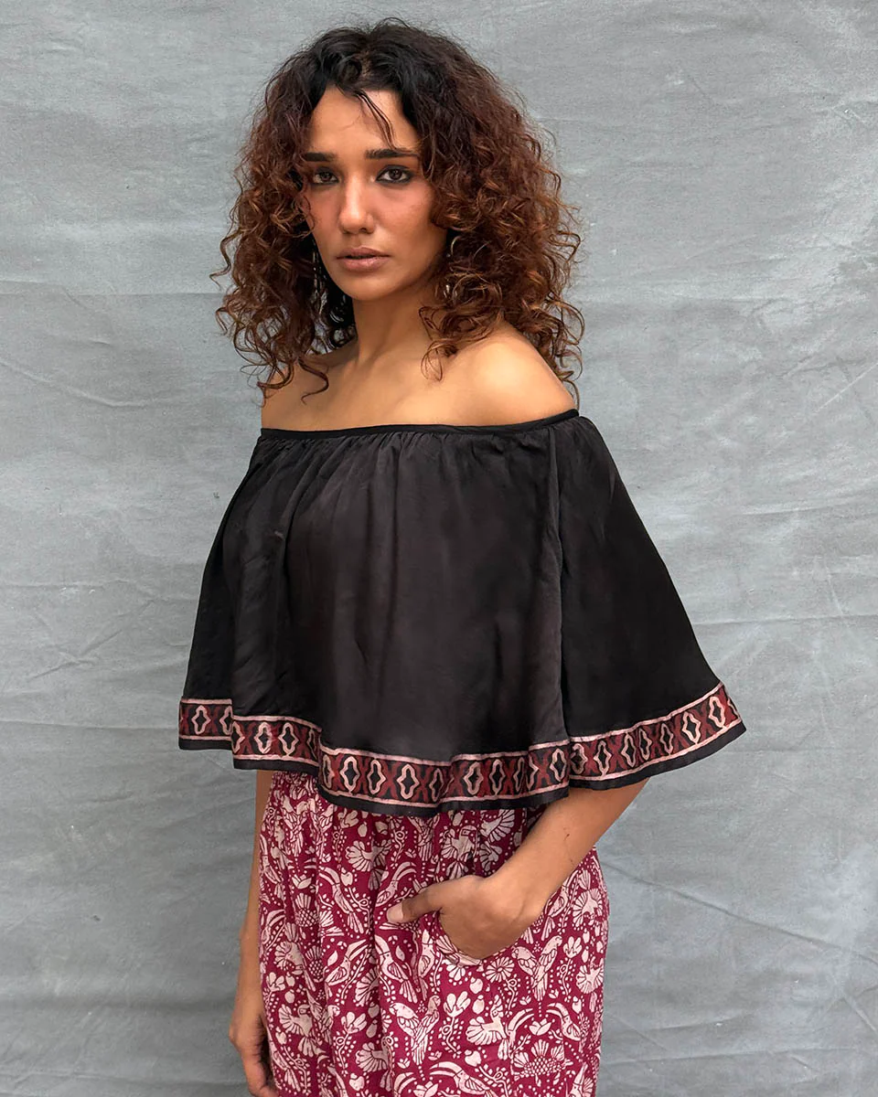Sky Meets Soil Blockprinted Cotton Top - Image 10