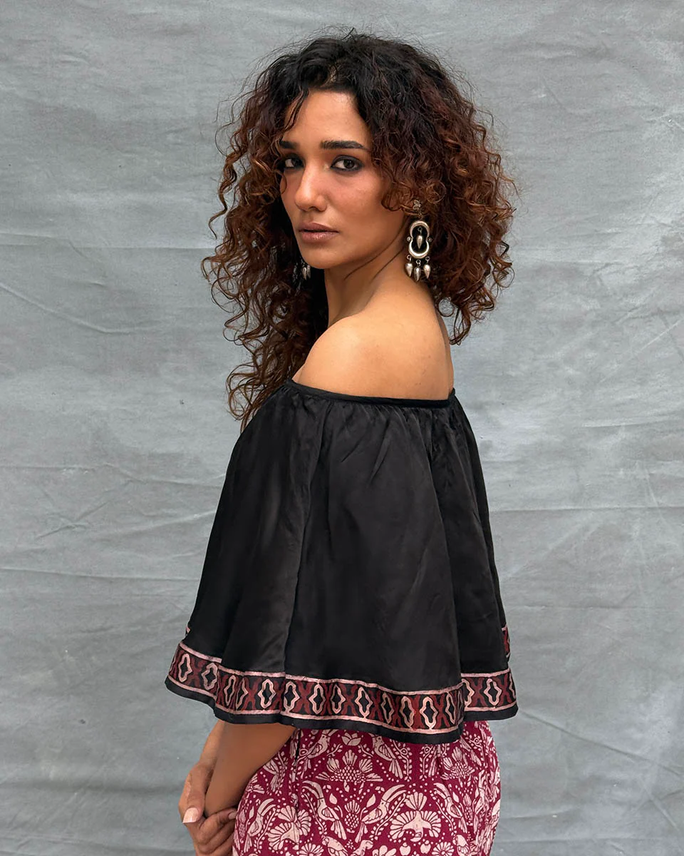 Sky Meets Soil Blockprinted Cotton Top - Image 9