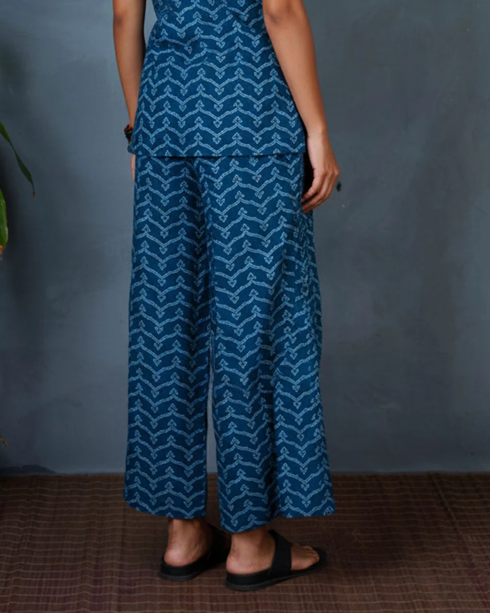 Snehal Teal Green Hand Block Printed Cotton Bottom Pant-MYA - Image 4