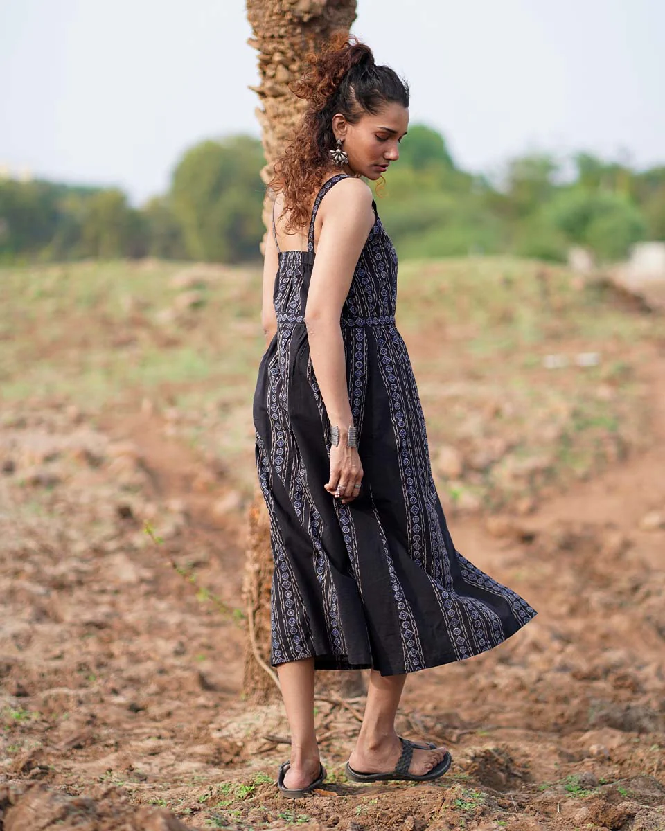 Soft Moonlight Blockprinted Cotton Dress-WWB - Image 9
