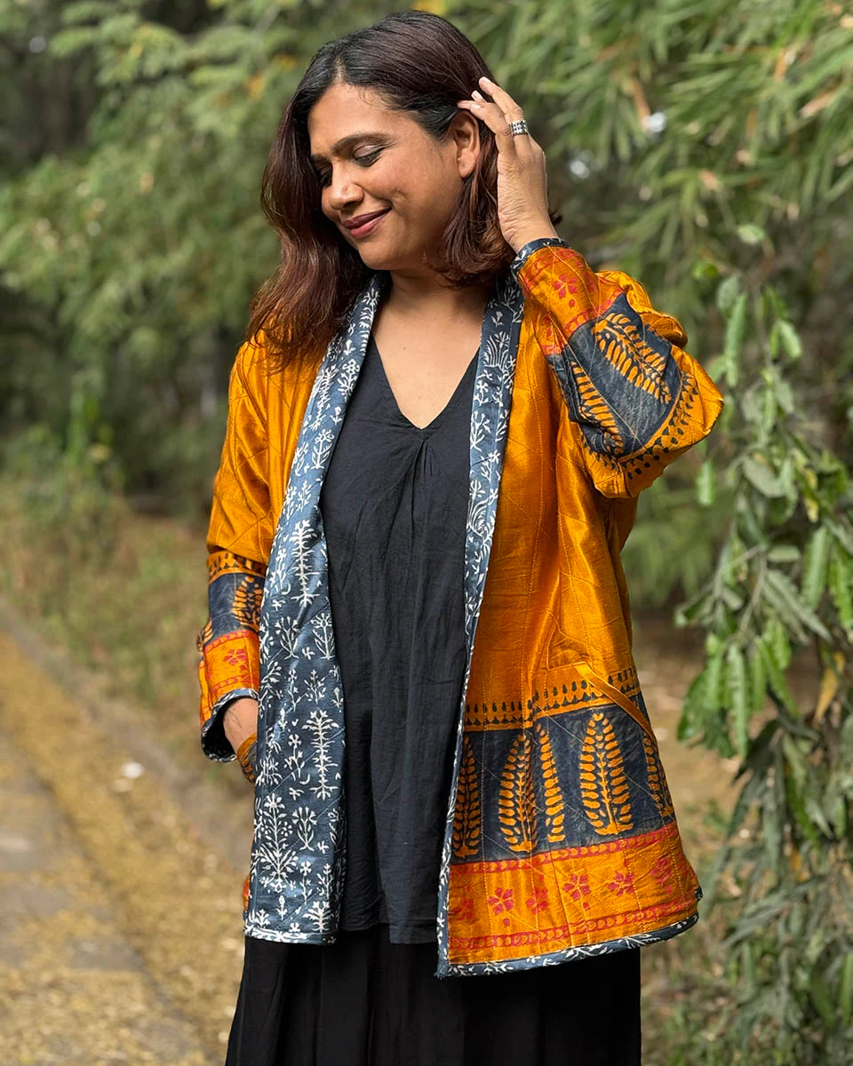 Softember Mashru Silk Reversible Quilted Jacket - Image 22