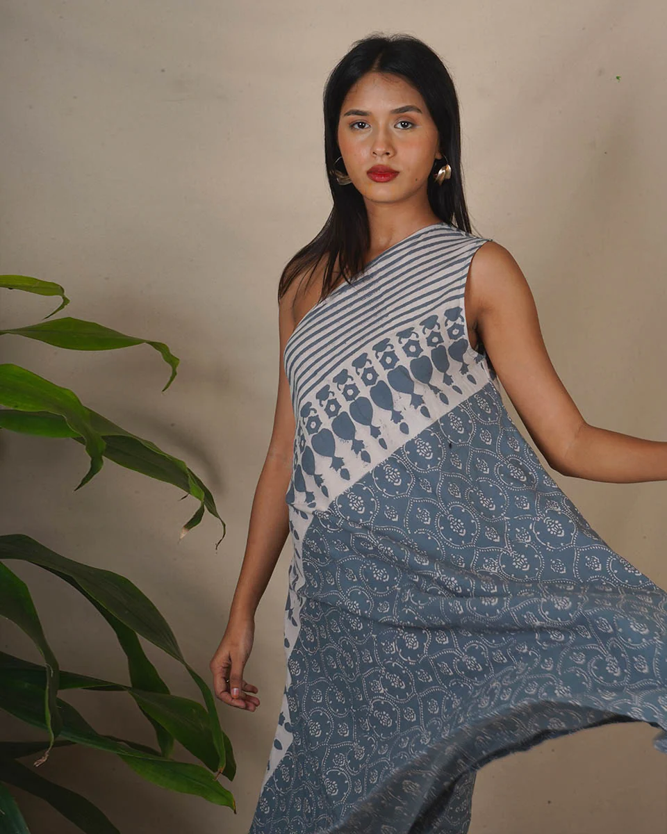 Steel Hush Grey Block Printed Dress - BMS - Image 10