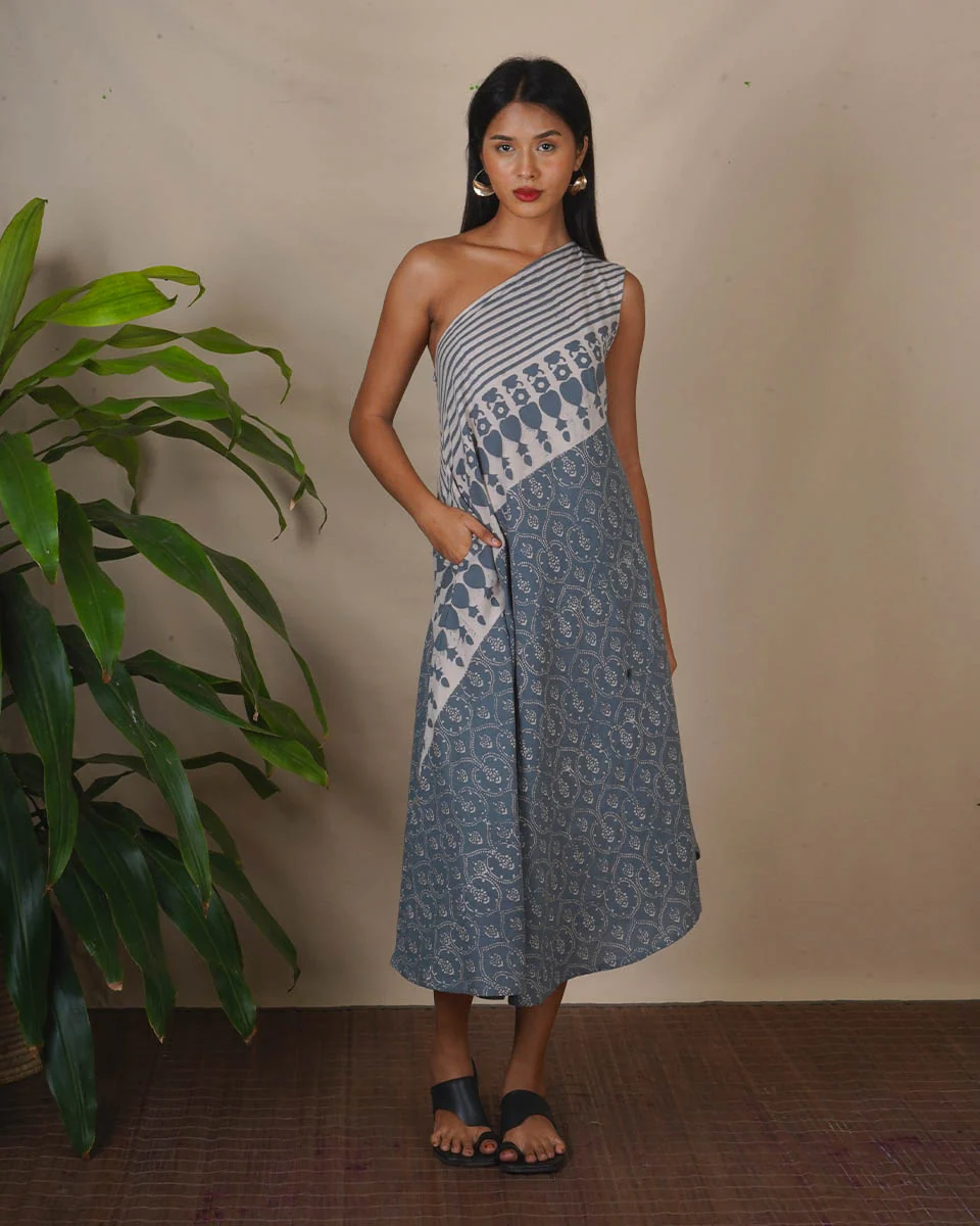 Steel Hush Grey Block Printed Dress - BMS - Image 3