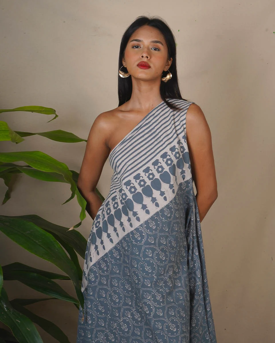 Steel Hush Grey Block Printed Dress - BMS - Image 4