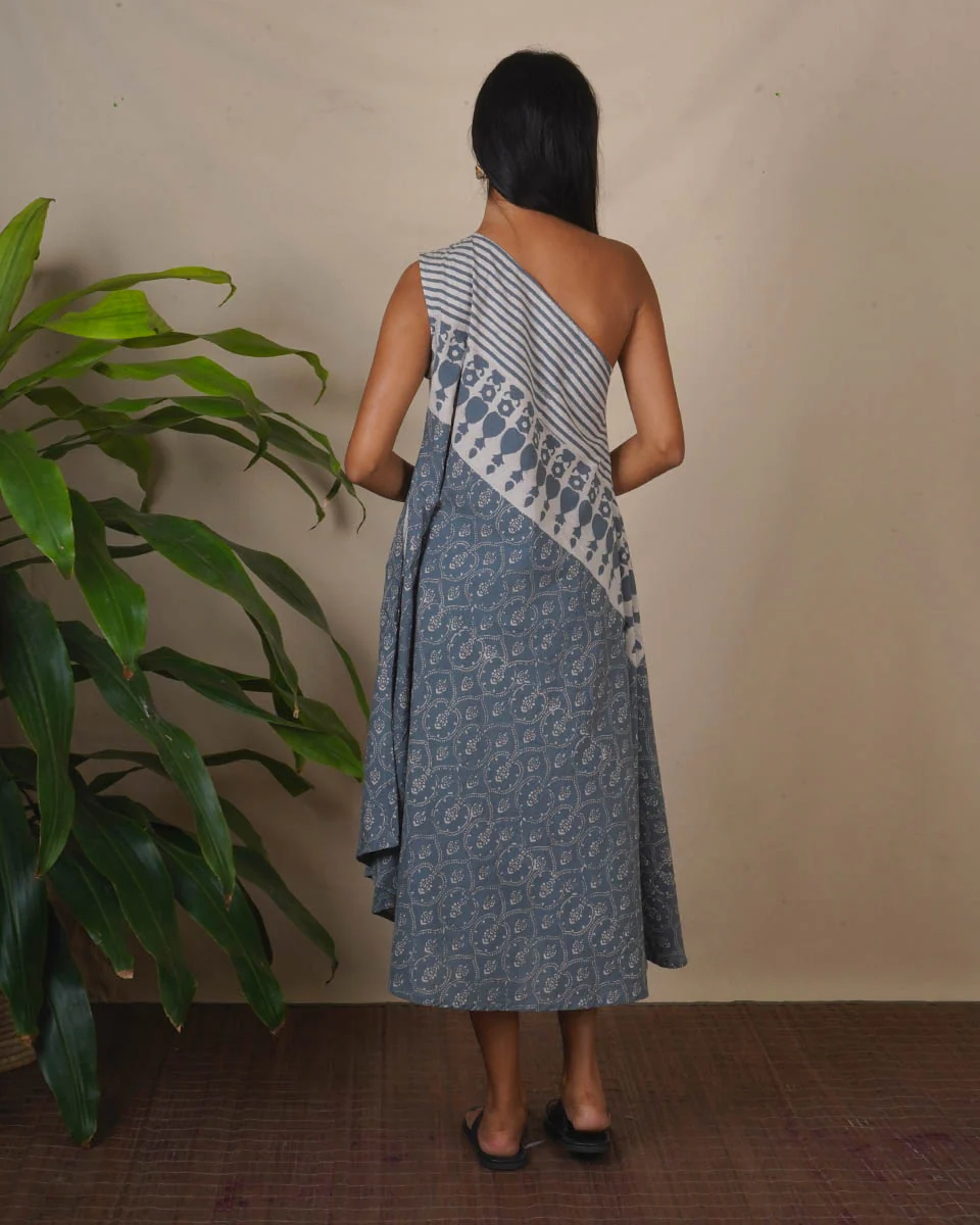 Steel Hush Grey Block Printed Dress - BMS - Image 6