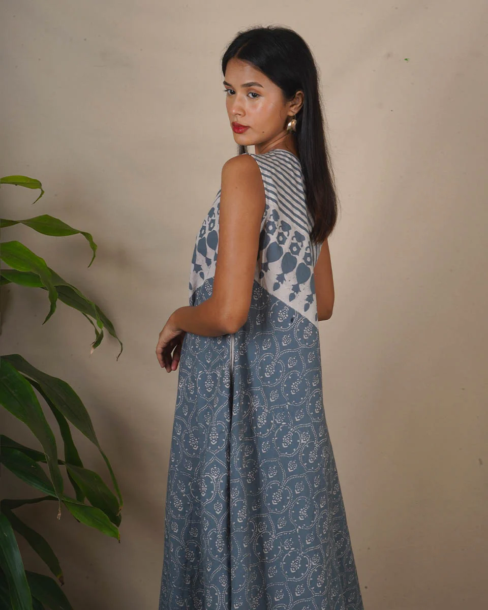 Steel Hush Grey Block Printed Dress - BMS - Image 8