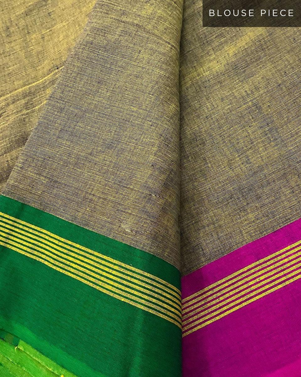 Subarnalata Yellow Orange Handwoven Cotton Saree - LIDD - Image 5