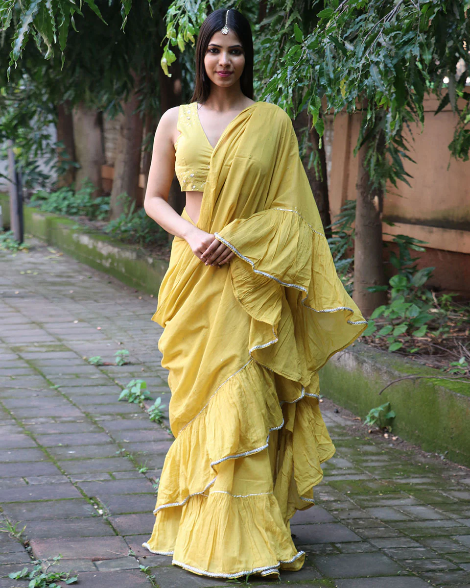 Sunflower Yellow Mulmul Cotton Blouse - Jugnoo - Image 4