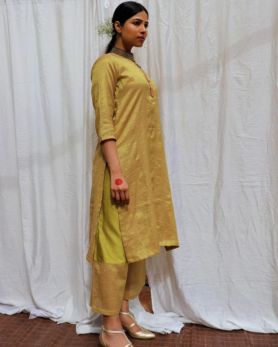 Swetambhara Handwoven Cotton Zari Kurta Set - Zari - Image 10