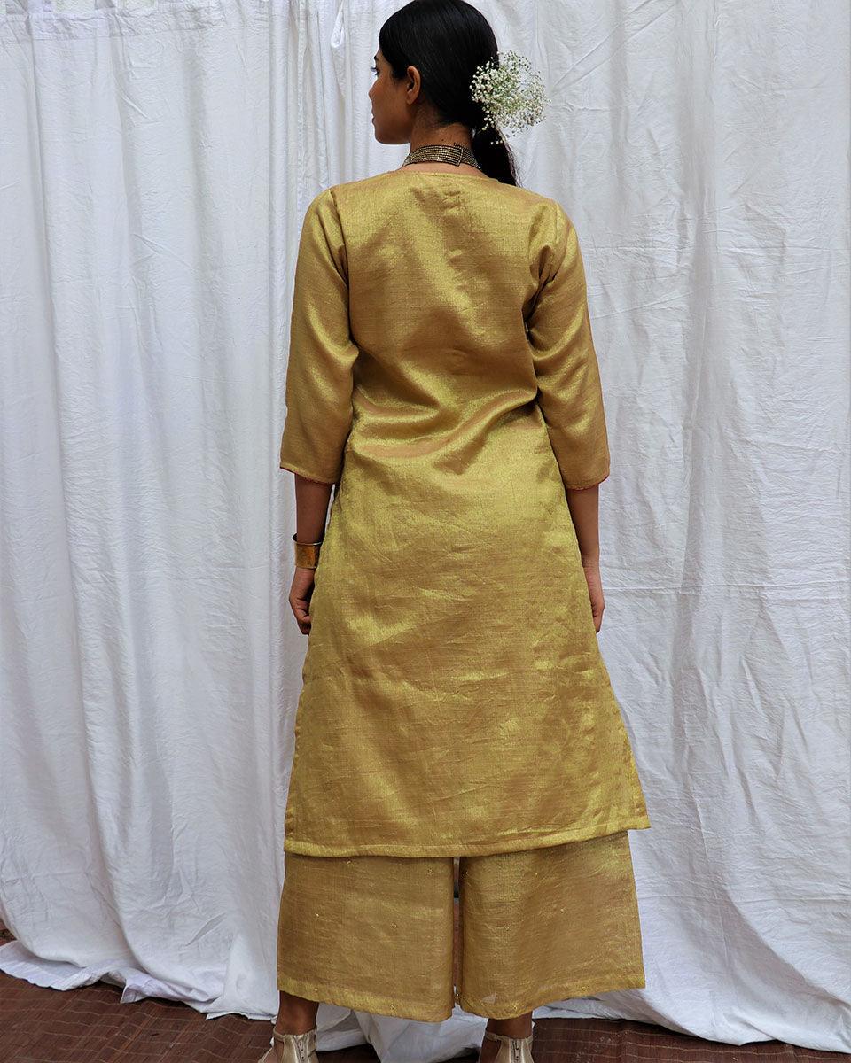 Swetambhara Handwoven Cotton Zari Kurta Set - Zari - Image 11