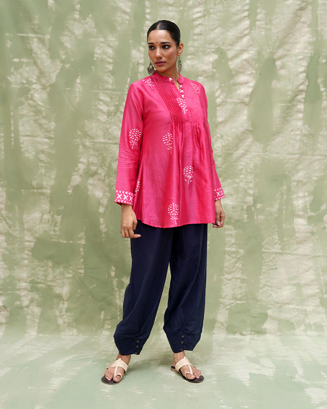 Tera Khumaar Pink Handblock Printed Chanderi Silk Kurti - CHD - Image 10