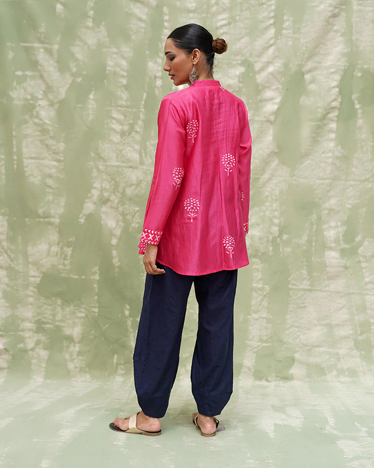 Tera Khumaar Pink Handblock Printed Chanderi Silk Kurti - CHD - Image 5