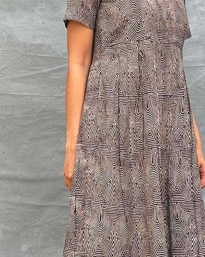 Threads of Earth Blockprinted Cotton Dress - Image 5