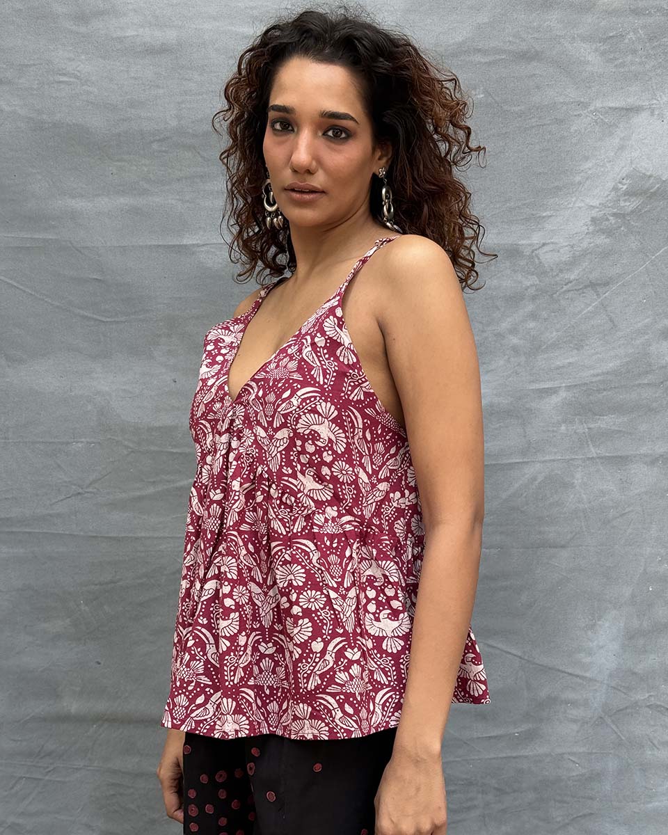 Tracing Wildwood Blockprinted Cotton Top - Image 2