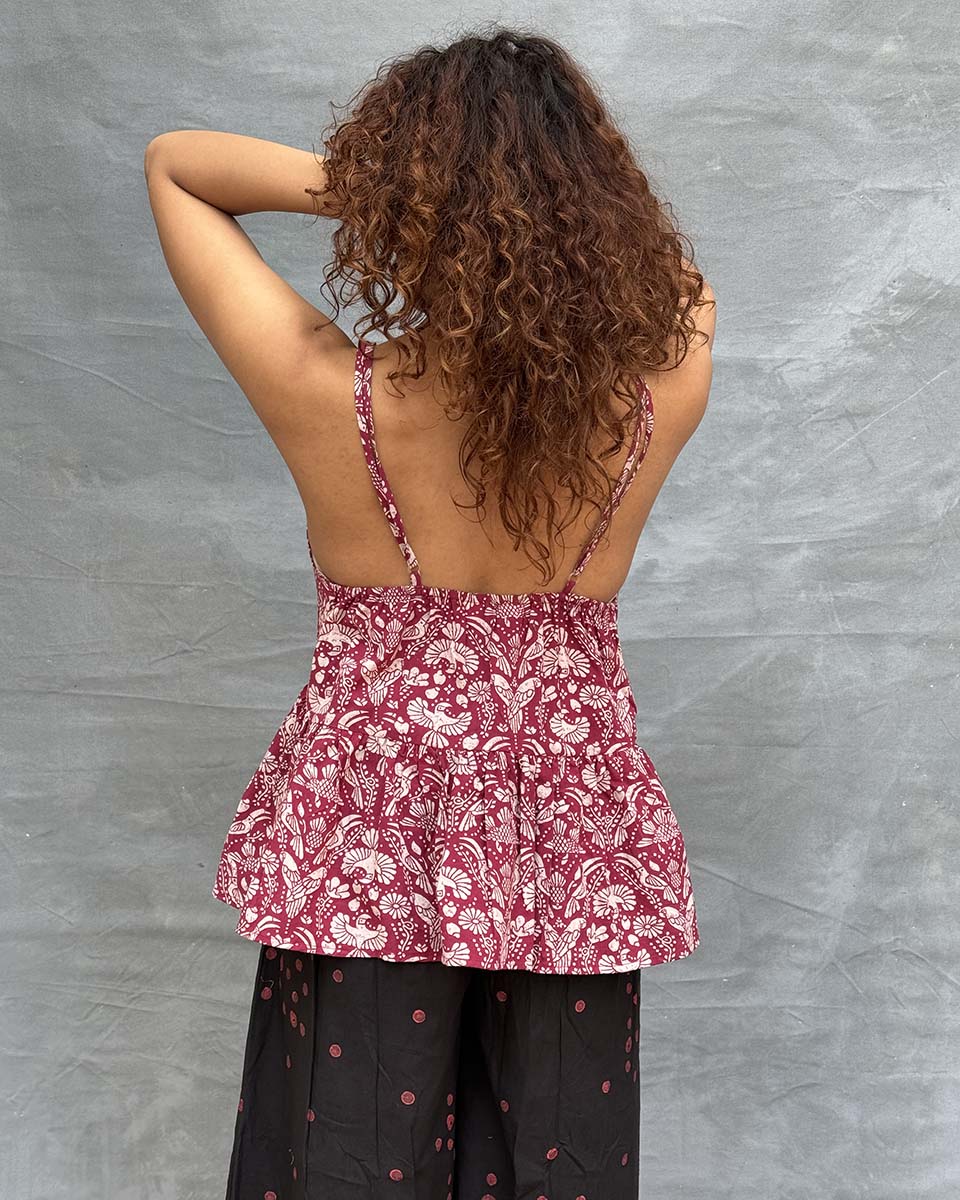 Tracing Wildwood Blockprinted Cotton Top - Image 7