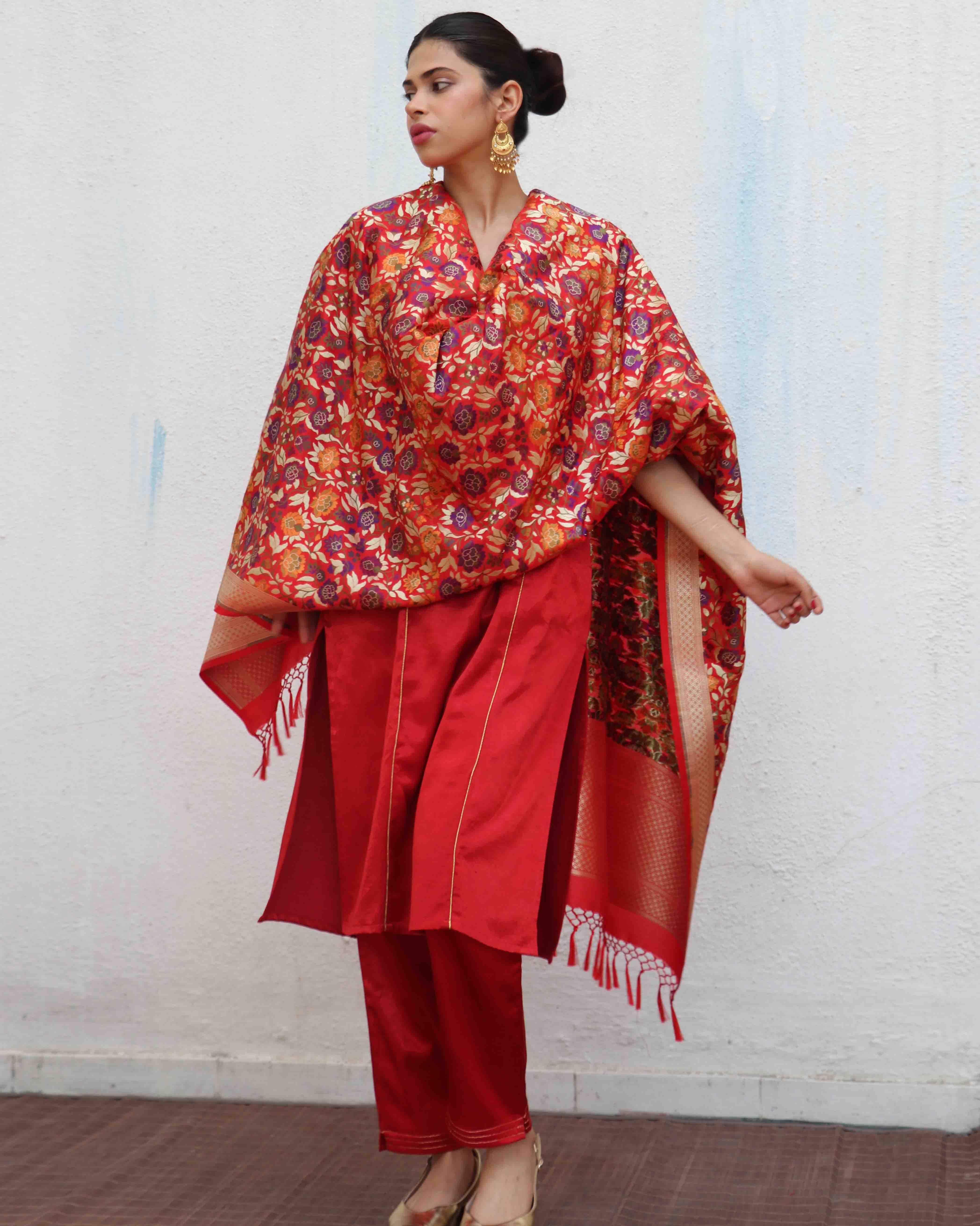 Uns Handwoven Banarasi Kimkhab Brocade Dupatta - Image 2