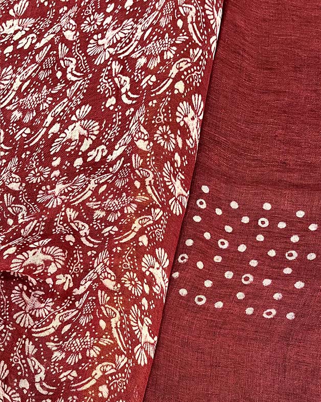 Urvi Maroon Handblock Linen Saree - TARA - Image 11