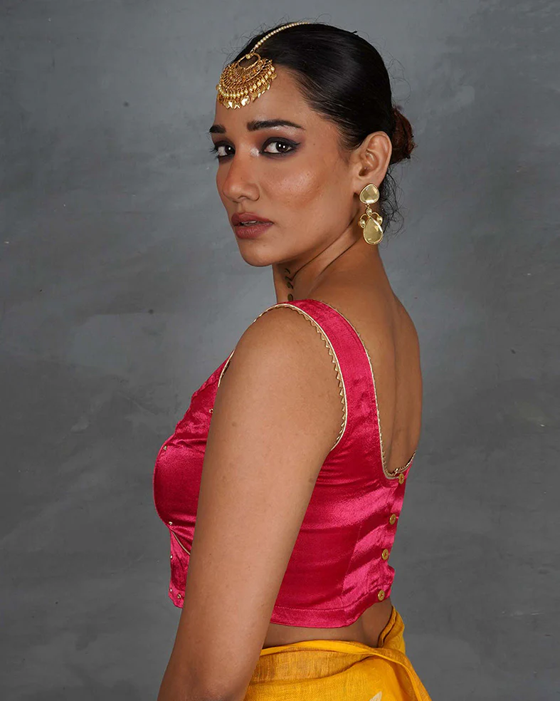 Vasudha Pink Mashru Silk Blouse - TARA - Image 4