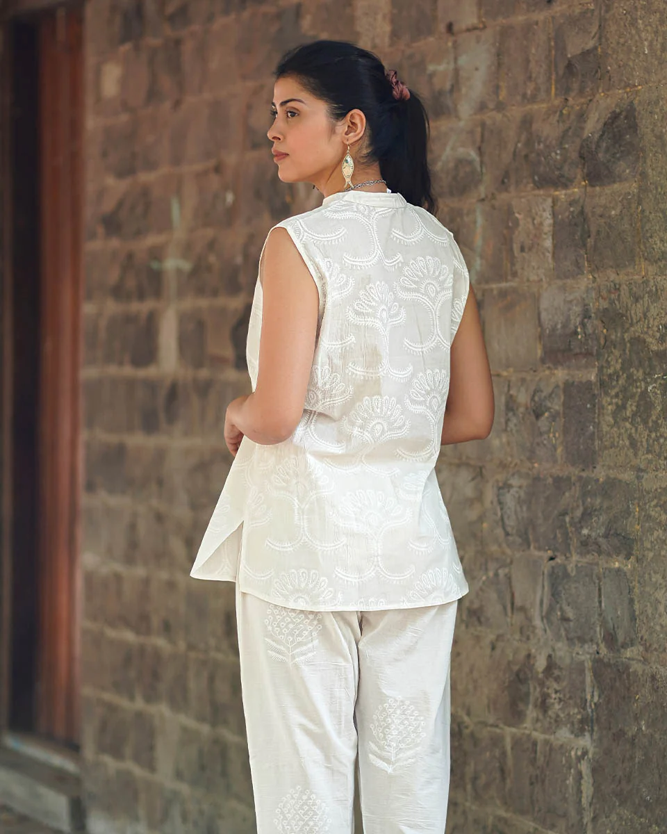 Whipped Fog Ivory Block Printed Top - SFD - Image 5
