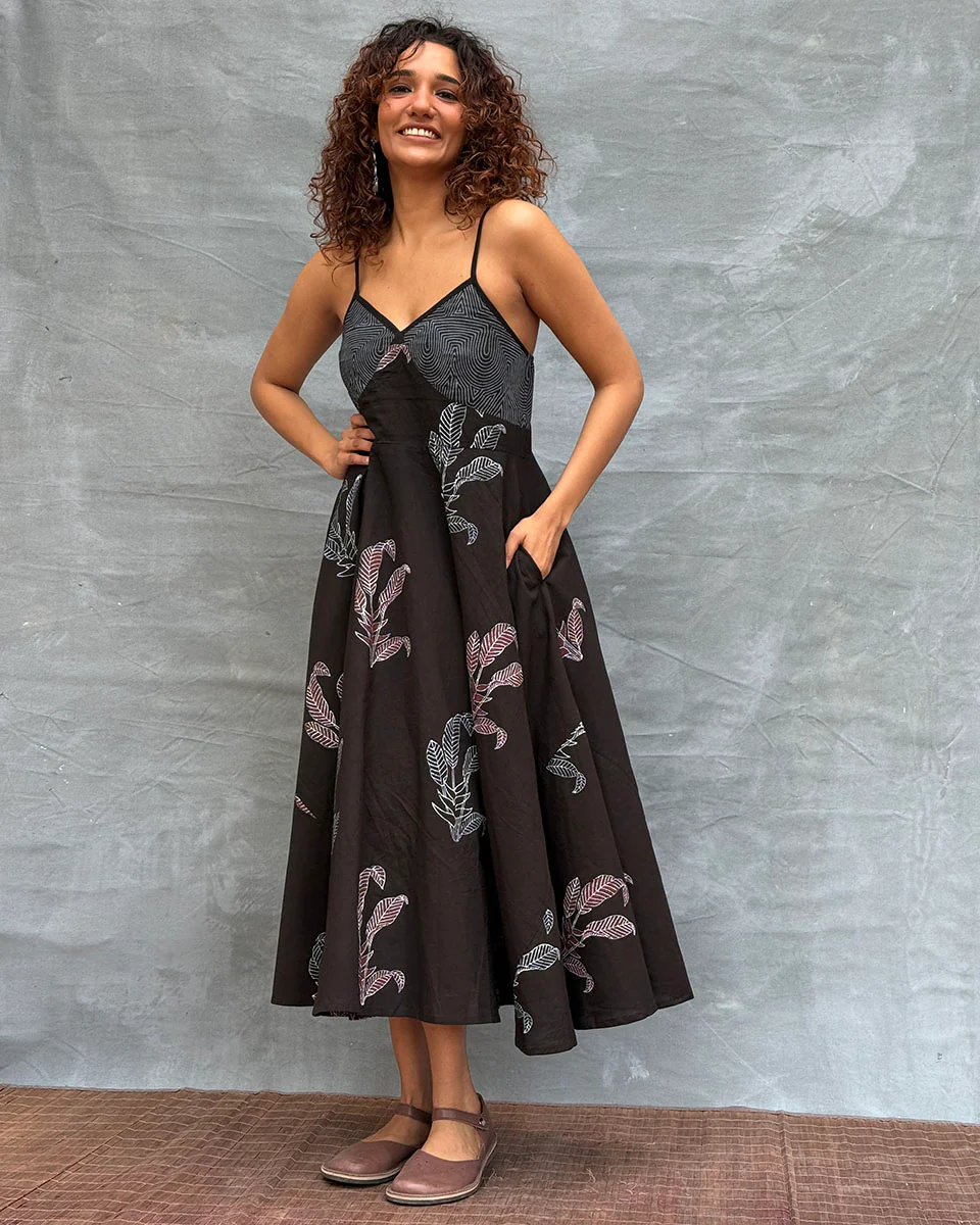 Wildflower Whispers Block printed Cotton Dress - Image 9