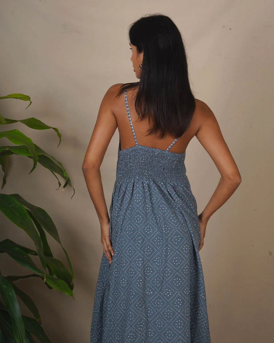 Wind Shade Grey Block Printed Dress - BMS - Image 7